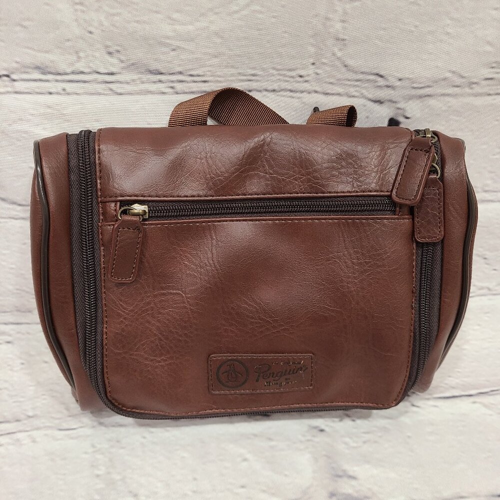 Penguin By Munsingwear Men's Travel Hanging Toiletry Shave Kit Case Brown